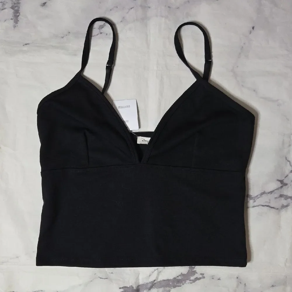 Silence + Noise Black V-Neck Crop Cami